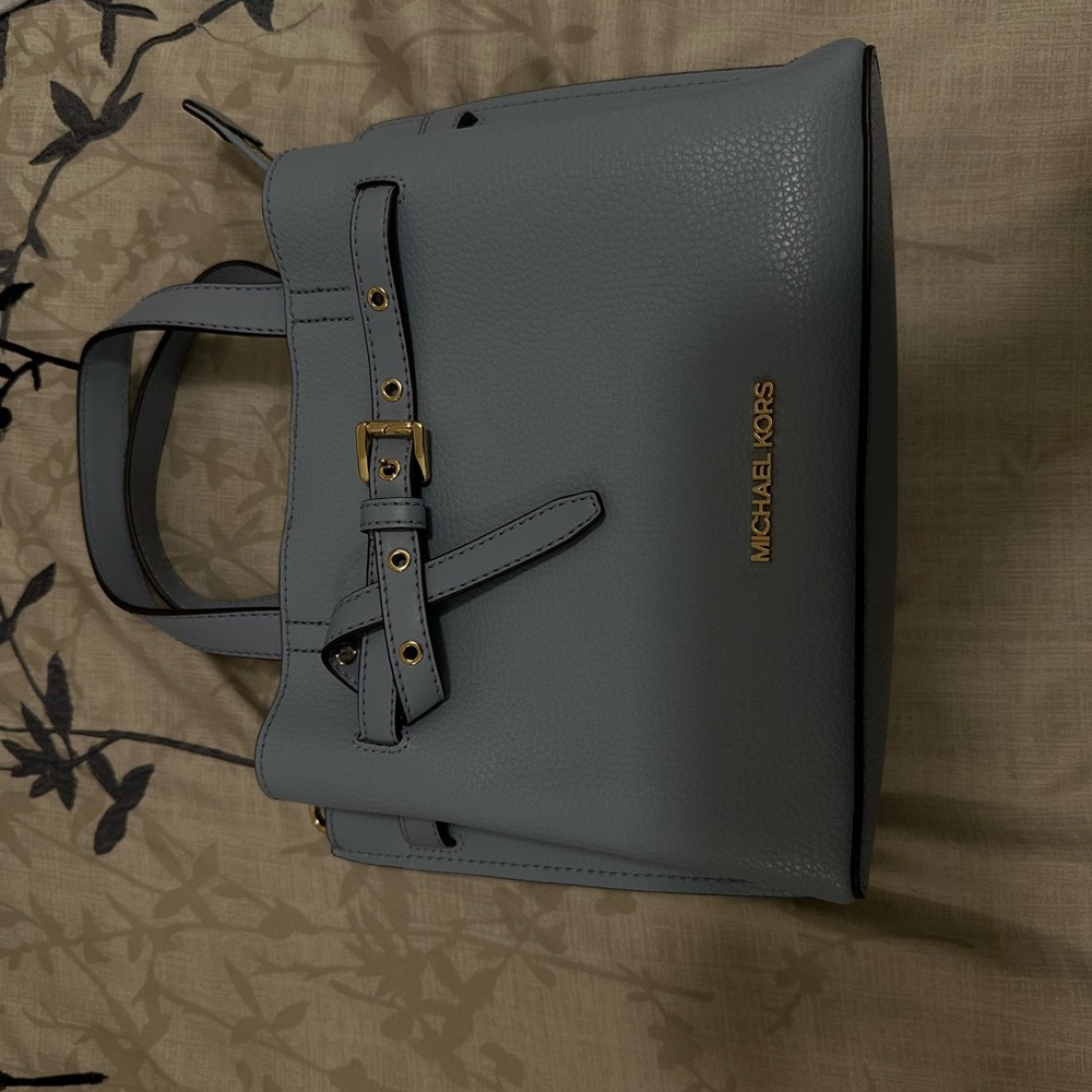 Michael Kors Blue Satchel with Gold Accents